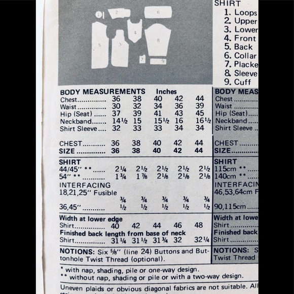 VTG 80s men’s shirt pattern Uncut size 42 - Picture 4 of 8